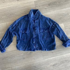 Blue cropped corduroy jacket